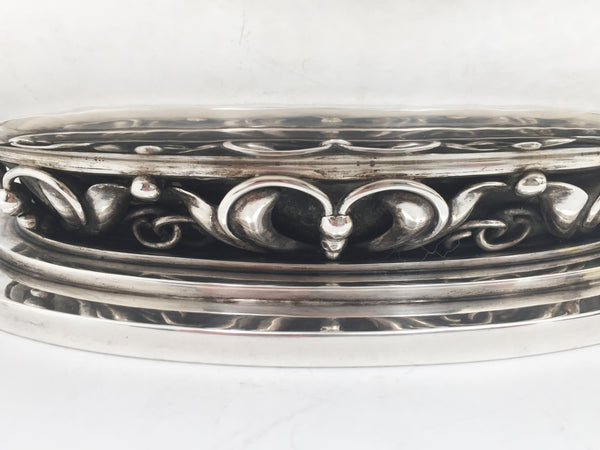 Heimburger Danish Silver Hammered Centerpiece Bowl in Mid-Century Modern Jensen Style