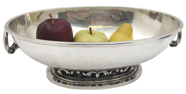 Heimburger Danish Silver Hammered Centerpiece Bowl in Mid-Century Modern Jensen Style