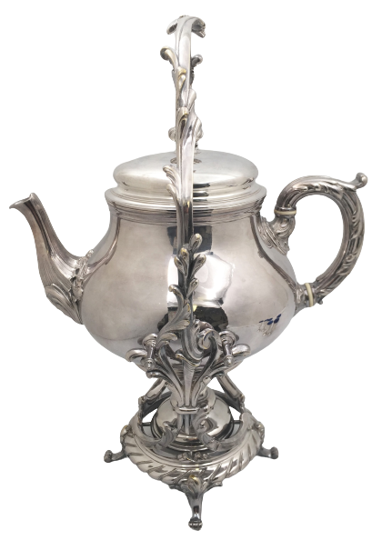 Christofle Silver Plate Kettle on Stand in Rococo Style