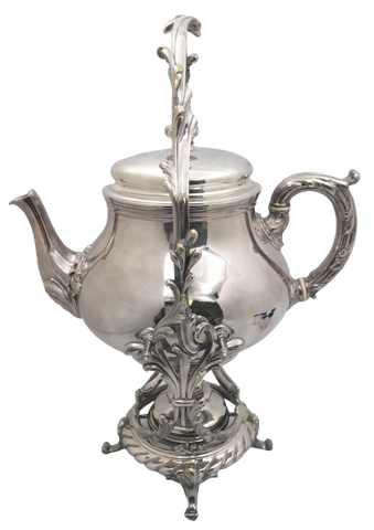 Christofle Silver Plate Kettle on Stand in Rococo Style