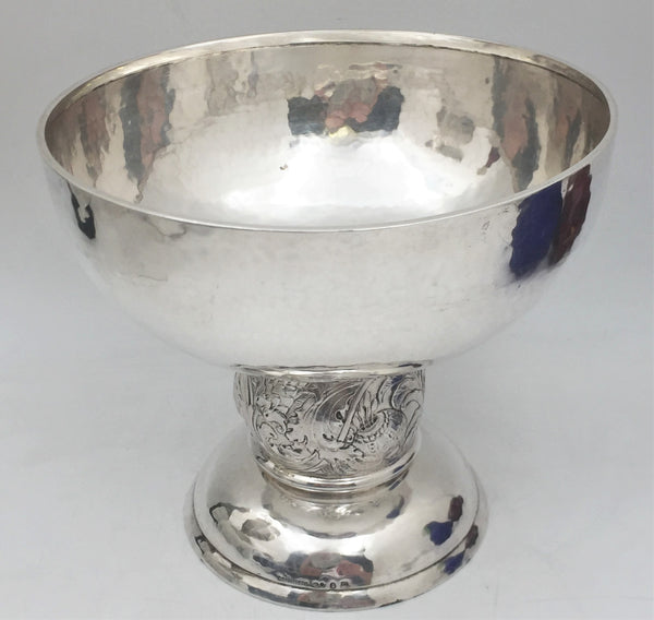 Hallberg Swedish Silver 1919 Art Nouveau Hand Hammered Compote Bowl