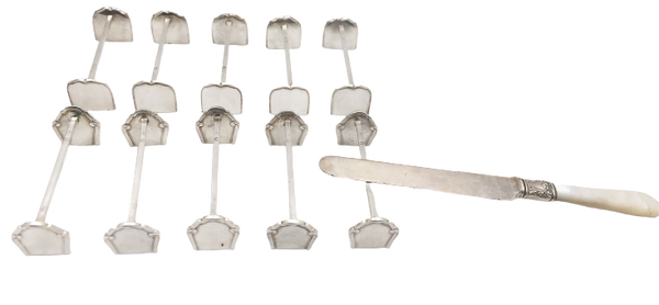 French Sterling Silver Set of 12 Knife Rests in Art Deco Style