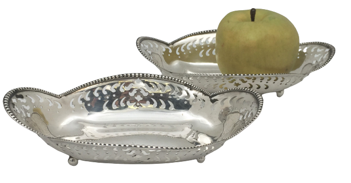 Tiffany & Co. Sterling Silver Pair of 1898 Pierced Condiment Dishes