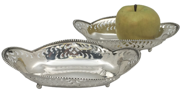 Tiffany & Co. Sterling Silver Pair of 1898 Pierced Condiment Dishes