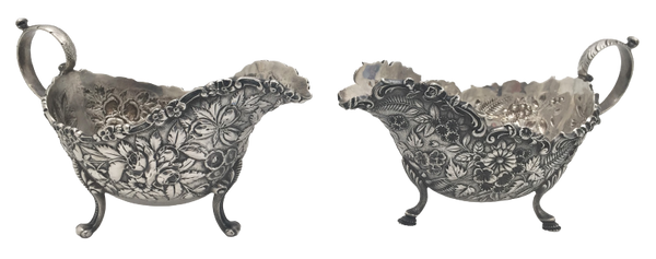 S. Kirk & Son Sterling Silver Set of 2 Sauce Boats in Repousse Pattern