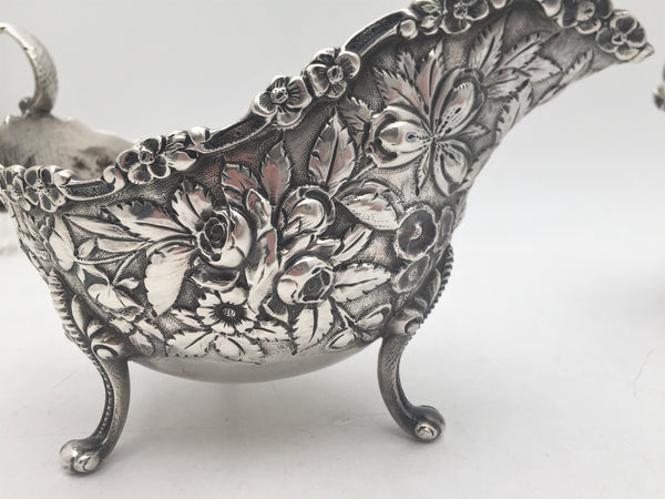 S. Kirk & Son Sterling Silver Set of 2 Sauce Boats in Repousse Pattern