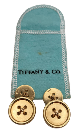 Tiffany & Co. 14K Yellow Gold Button-Shaped Pair of Cufflinks