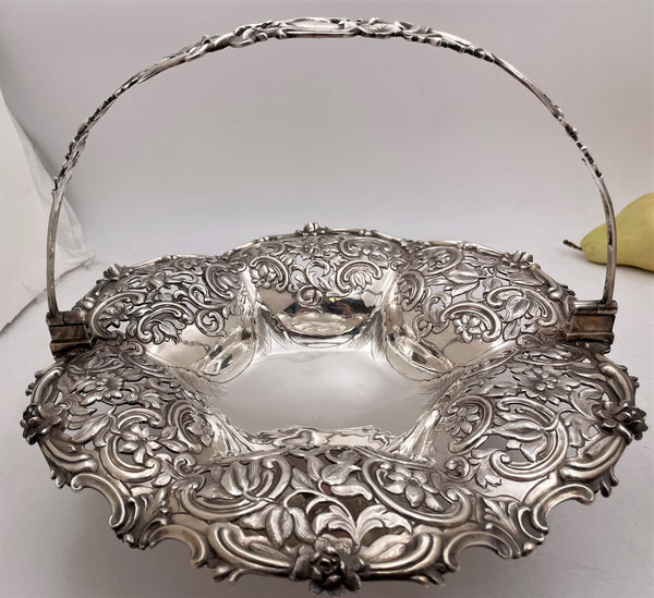 English Sterling Silver 1841 Basket / Centerpiece Bowl in Victorian Style