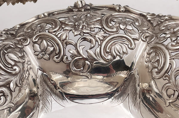 English Sterling Silver 1841 Basket / Centerpiece Bowl in Victorian Style