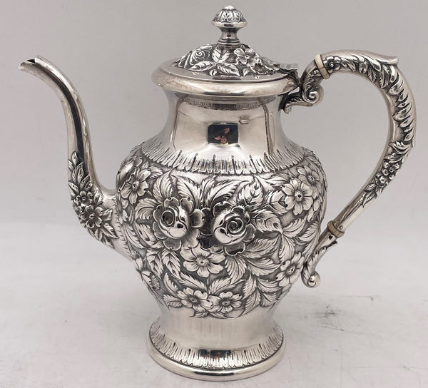 S. Kirk & Son Repousse Sterling Silver 6-Piece Tea & Coffee Set with Tray