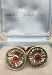 Buccellati Italian Pair of Sterling Silver Cufflinks in Floral Design