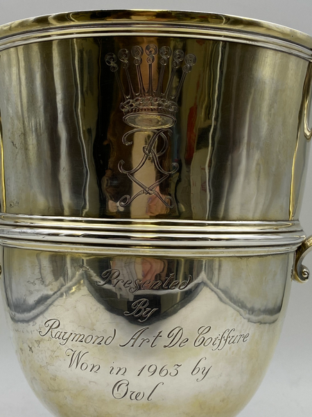 Wilson & Sharpe Scottish Gilt Sterling Silver Two-Handled Large Trophy Cup