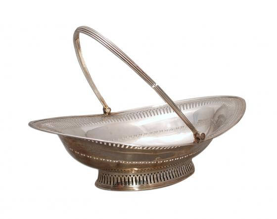 Georgian Sterling Silver Pierced Oval Basket Centerpiece