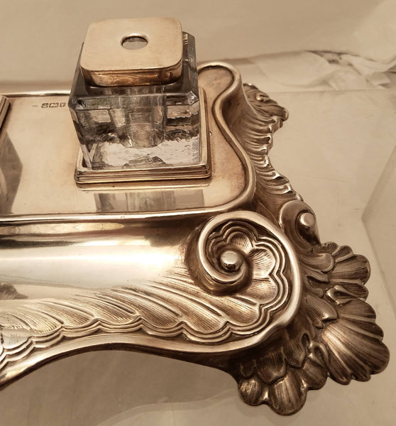 Sheffield 1891 Sterling Silver Tabletop Double Glass Inkwell