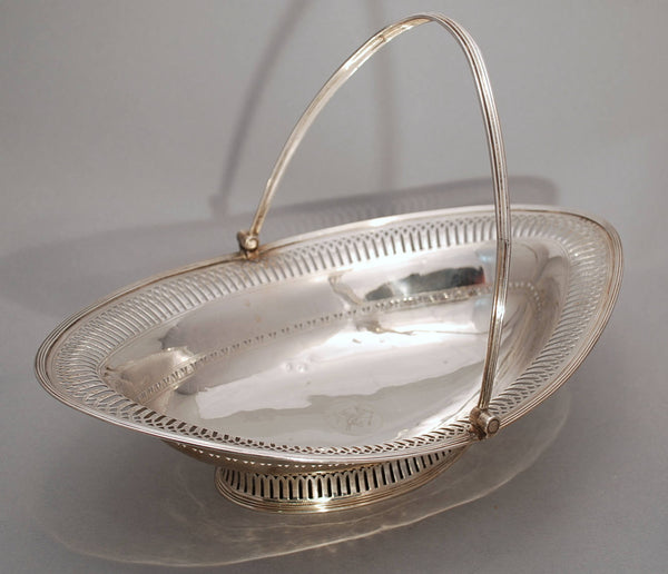 Georgian Sterling Silver Pierced Oval Basket Centerpiece