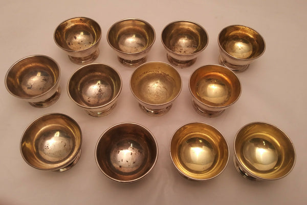 Twelve Tiffany & Co. Salt Cellars in Sterling Silver With Gold Wash