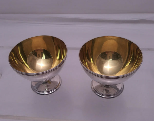 Two Large Tiffany & Co. Salt Cellars in Sterling Silver With Gold Wash