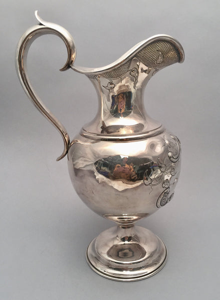 Silver Ewer With Flower and Scroll Design by Krider Circa 1850