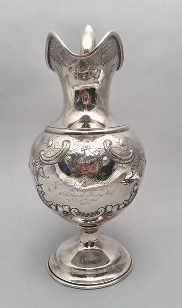 Silver Ewer With Flower and Scroll Design by Krider Circa 1850