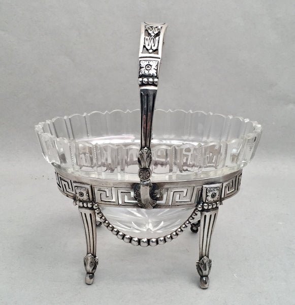 Coin Silver and Glass Bridal Basket / Centerpiece