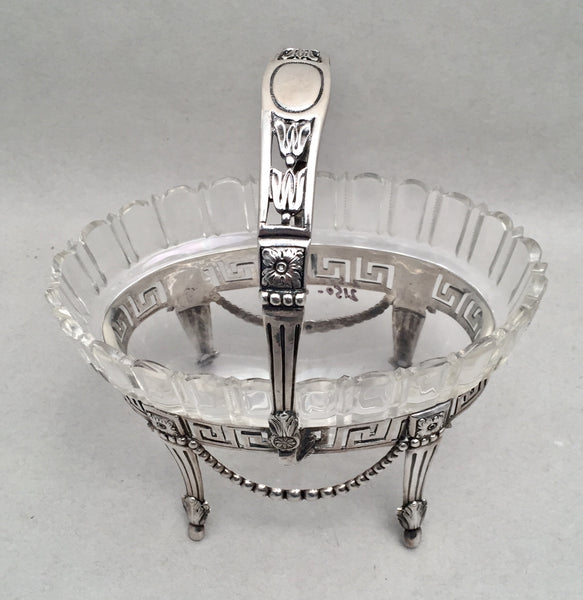 Coin Silver and Glass Bridal Basket / Centerpiece