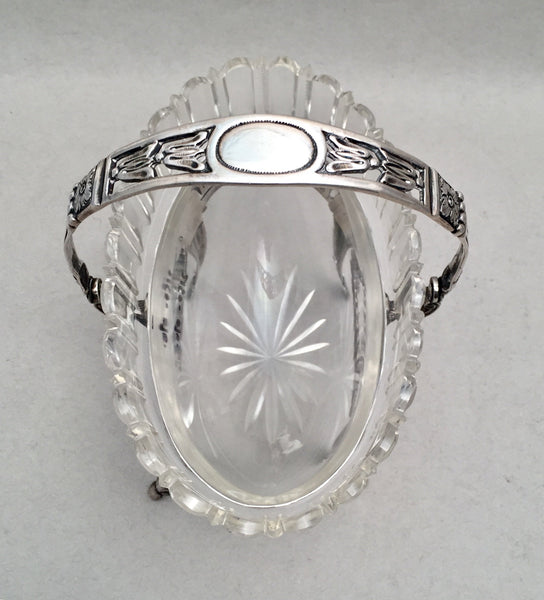 Coin Silver and Glass Bridal Basket / Centerpiece