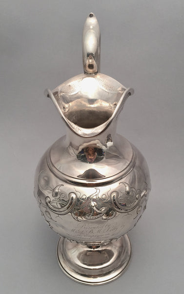 Silver Ewer With Flower and Scroll Design by Krider Circa 1850