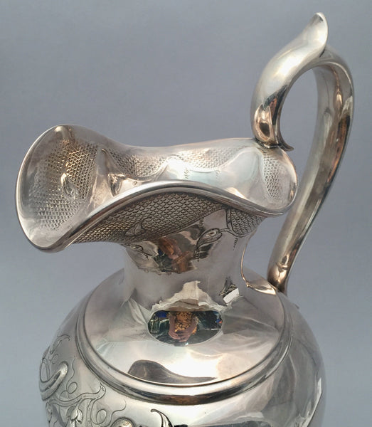 Silver Ewer With Flower and Scroll Design by Krider Circa 1850