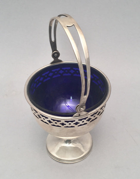 Sterling Silver Bridal Basket by Wallace With Blue Glass Liner