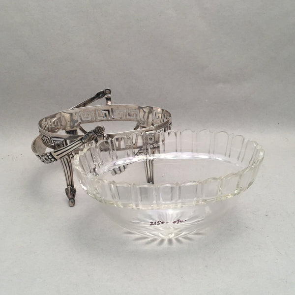 Coin Silver and Glass Bridal Basket / Centerpiece