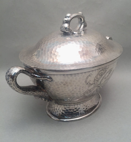 Tiffany & Co Hand Hammered Sterling Silver Japanesque 1879 Tureen With Handles