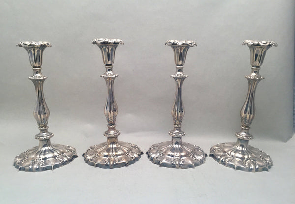 Set of Four English Victorian Sterling Candlesticks