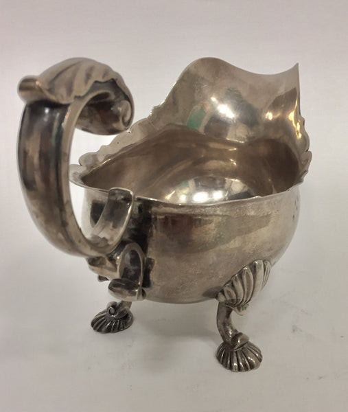 English Sterling Silver Footed Sauce / Gravy Boat Circa 1759